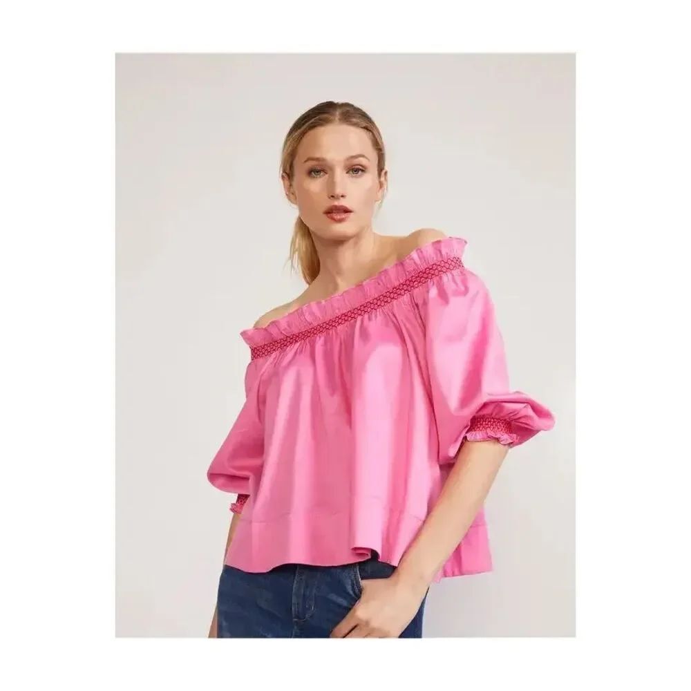 ✨CYNTHIA ROWLEY Cotton Off Shoulder Pink Sz XS Top✨